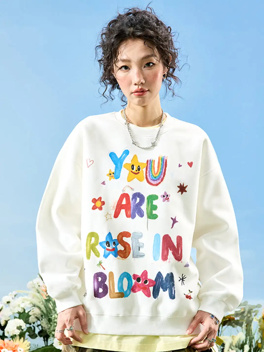 Nuthink | Graffiti Letter Print Crewneck Sweatshirt