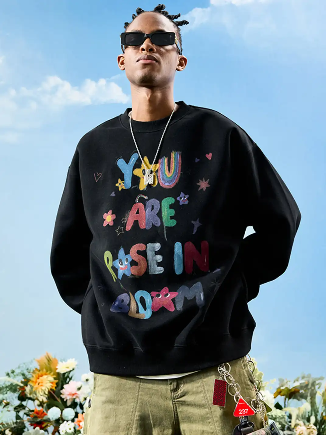 Nuthink | Graffiti Letter Print Crewneck Sweatshirt