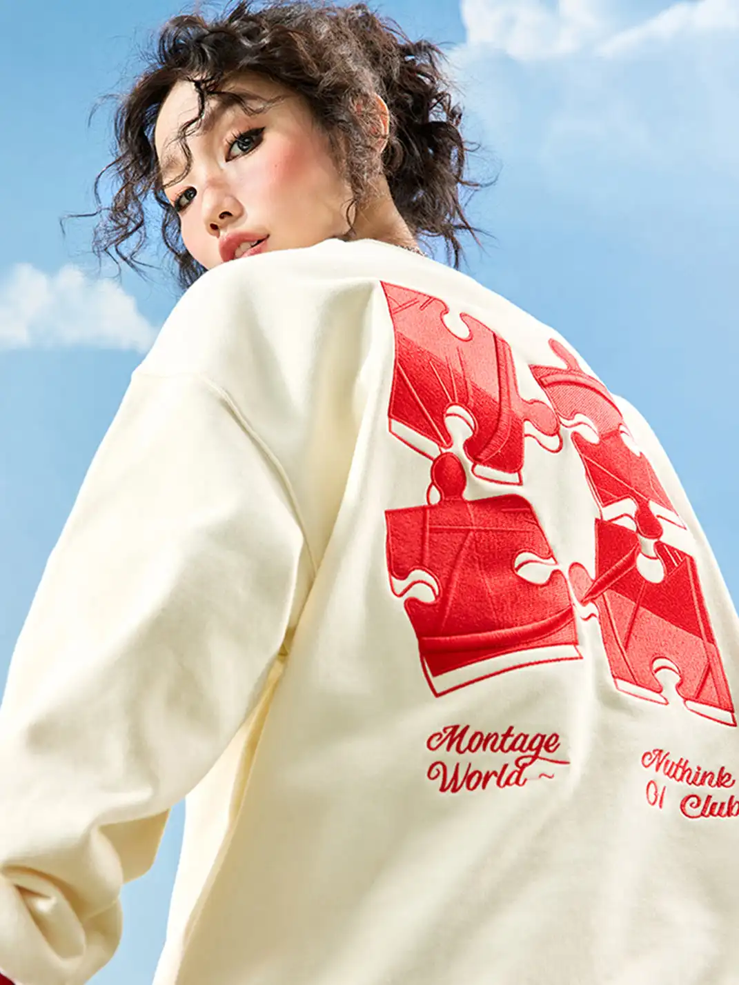 Nuthink | Puzzle Piece Embroidered Crewneck Sweatshirt