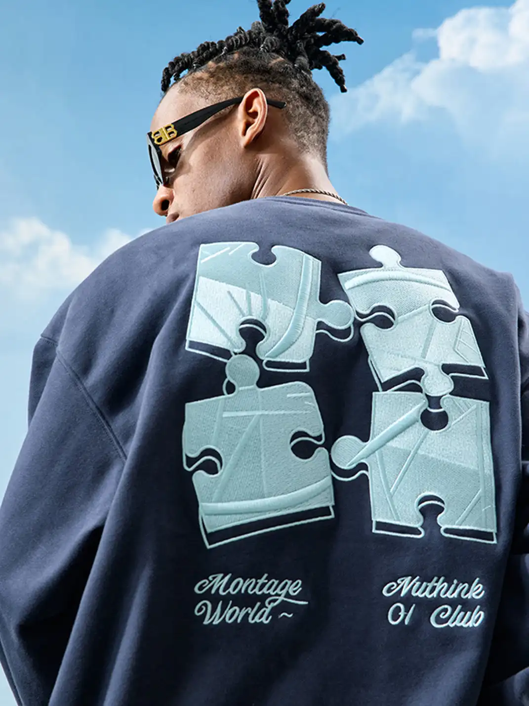 Nuthink | Puzzle Piece Embroidered Crewneck Sweatshirt