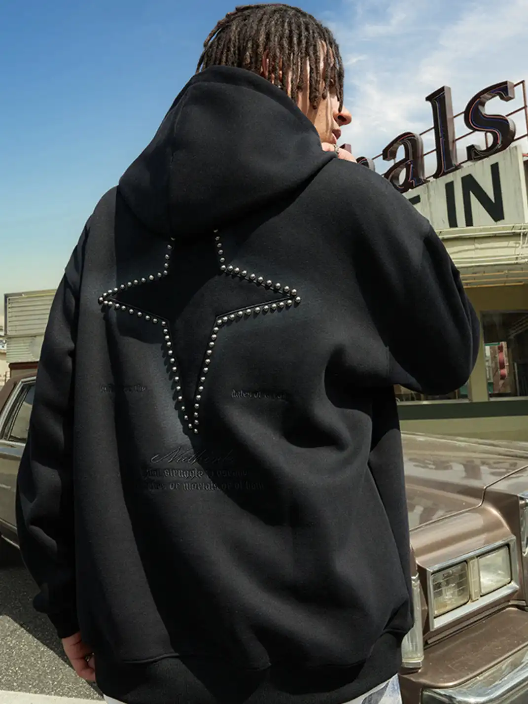 Nuthink | Studded Star Embroidered Hoodie