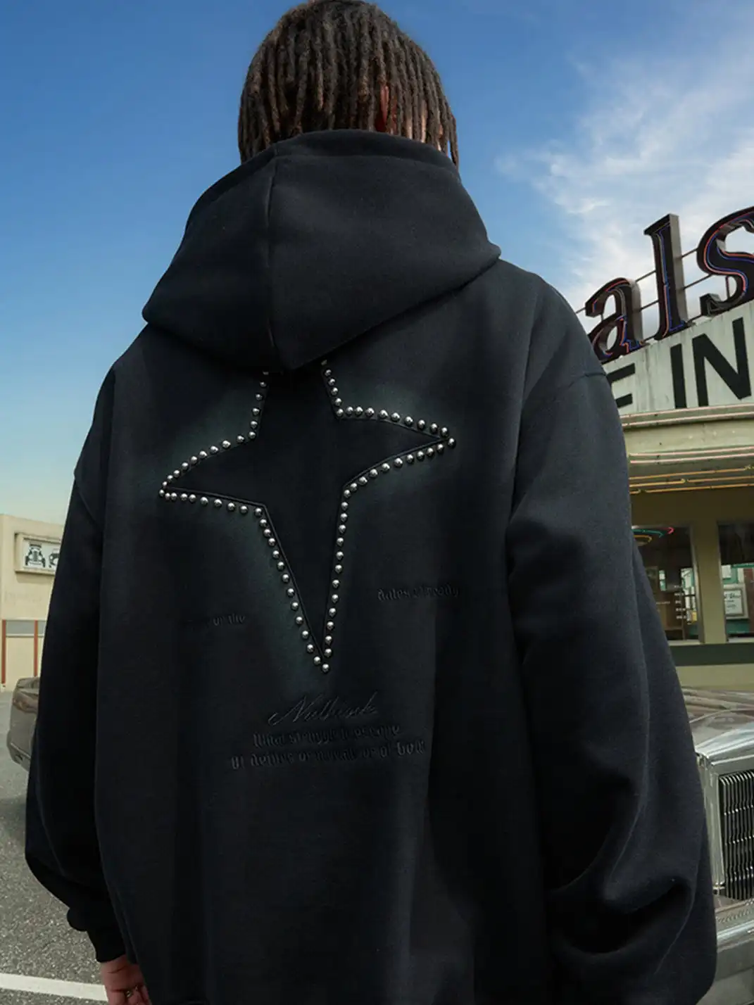 Nuthink | Studded Star Embroidered Hoodie