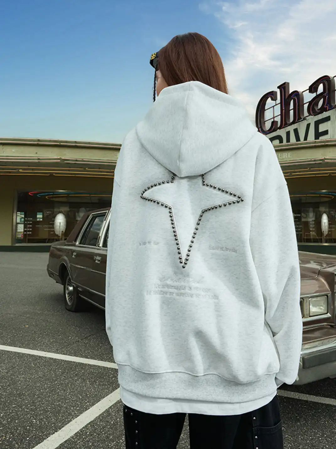 Nuthink | Studded Star Embroidered Hoodie