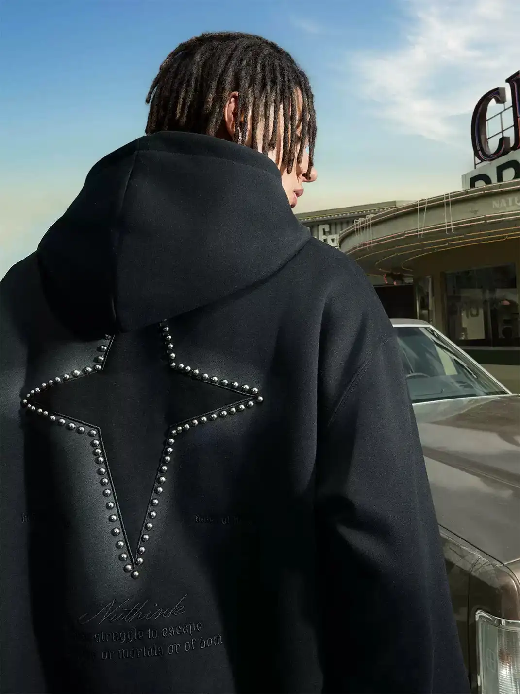 Nuthink | Studded Star Embroidered Hoodie