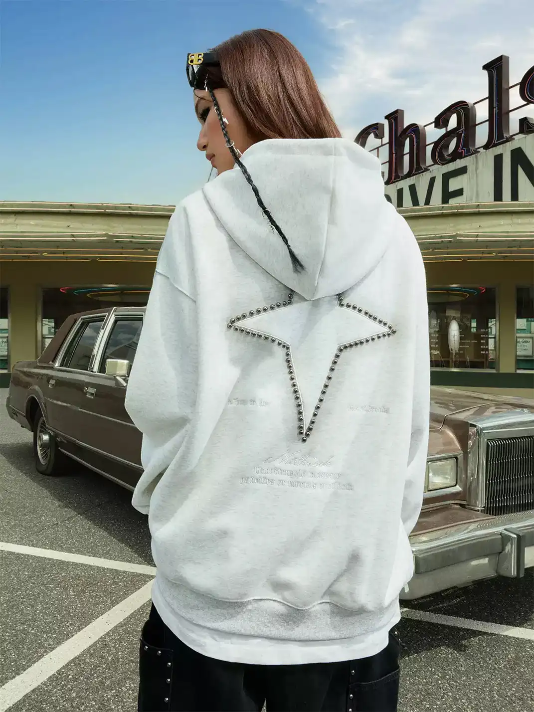 Nuthink | Studded Star Embroidered Hoodie