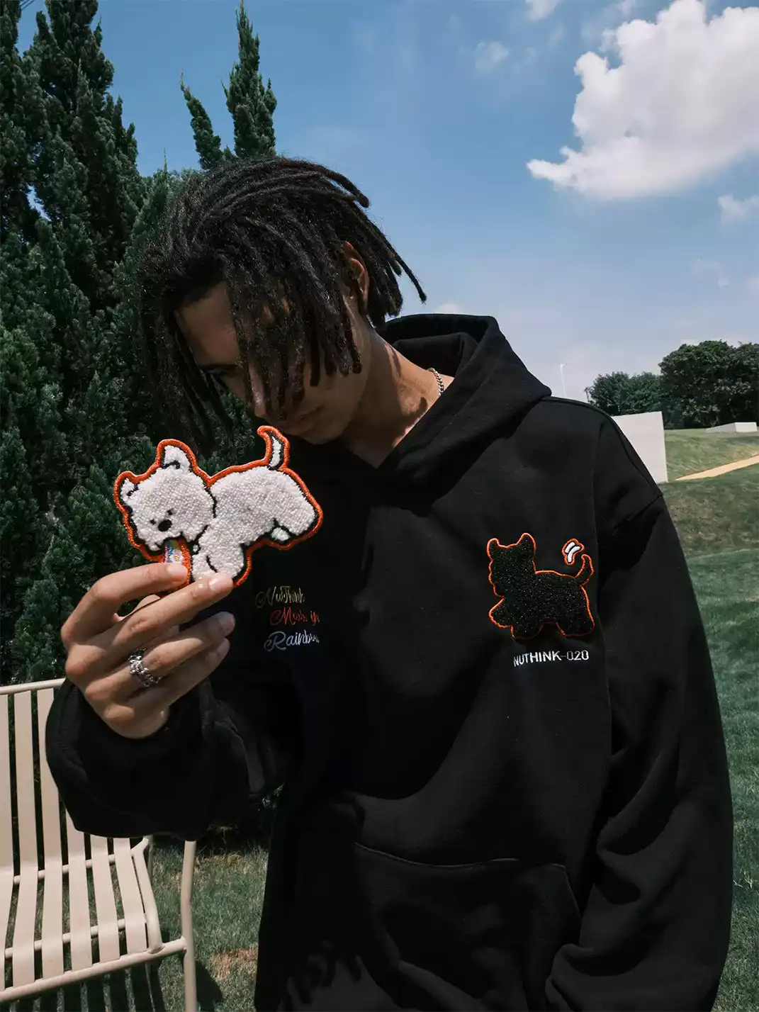Nuthink | Dog Patchwork Embroidered Hoodie