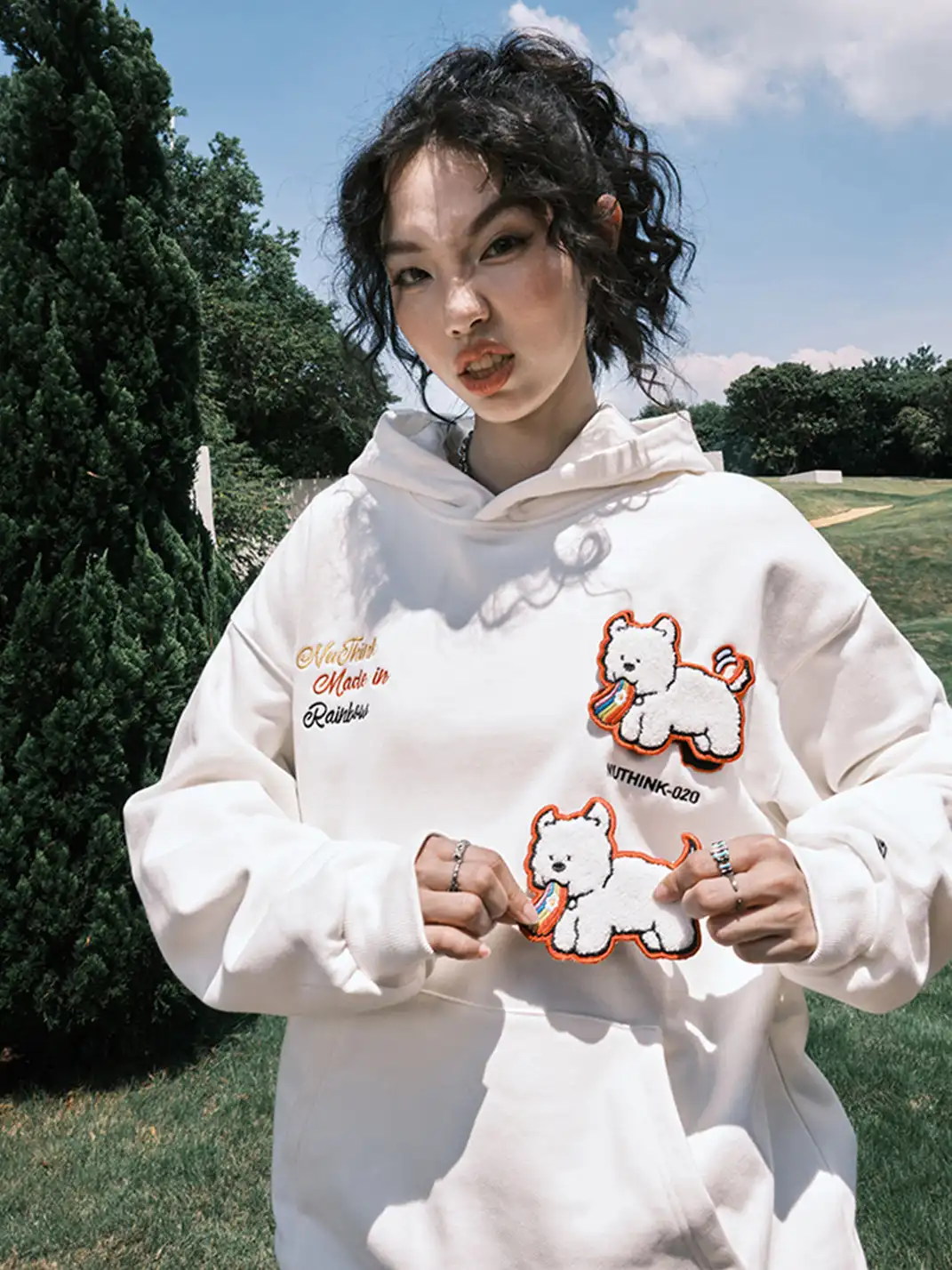 Nuthink | Dog Patchwork Embroidered Hoodie
