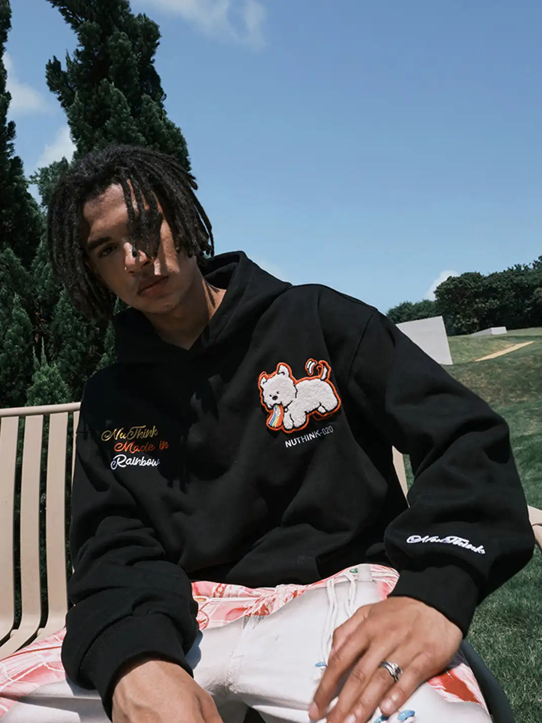 Nuthink | Dog Patchwork Embroidered Hoodie