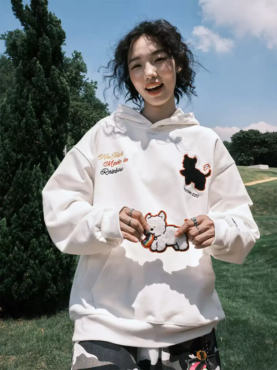 Nuthink | Dog Patchwork Embroidered Hoodie