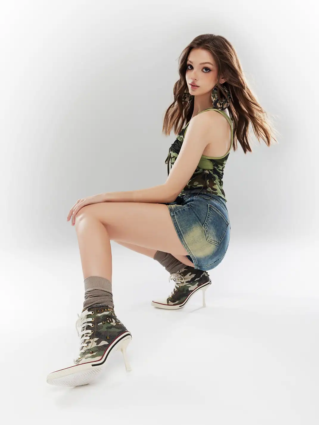 UnicornBlood丨High-Top Canvas High Heels Sneakers