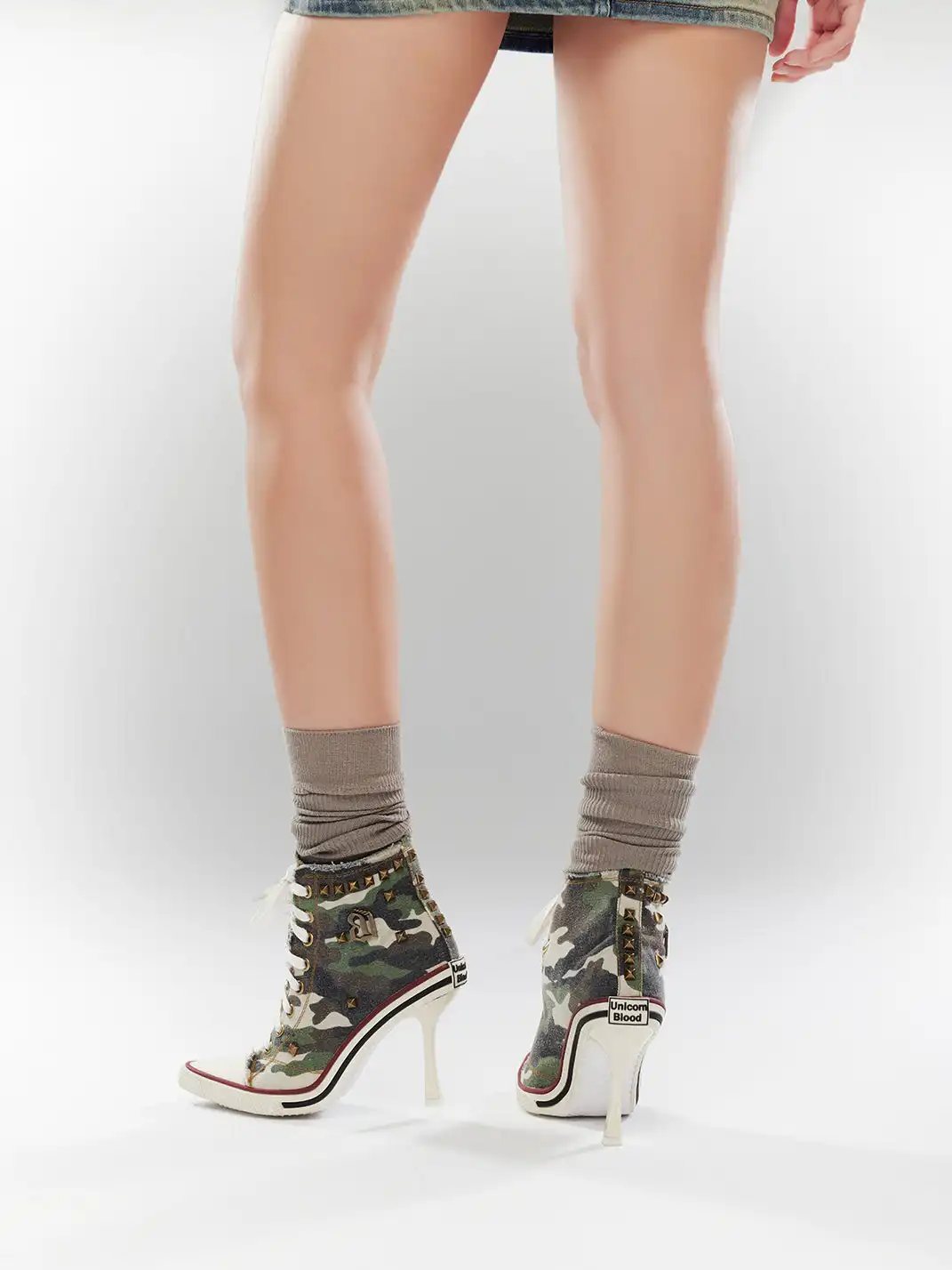 UnicornBlood丨High-Top Canvas High Heels Sneakers
