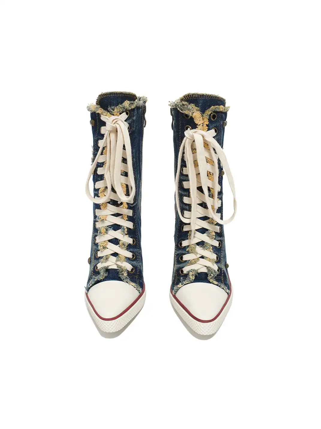 UnicornBlood丨Distressed Studded Canvas High Heels