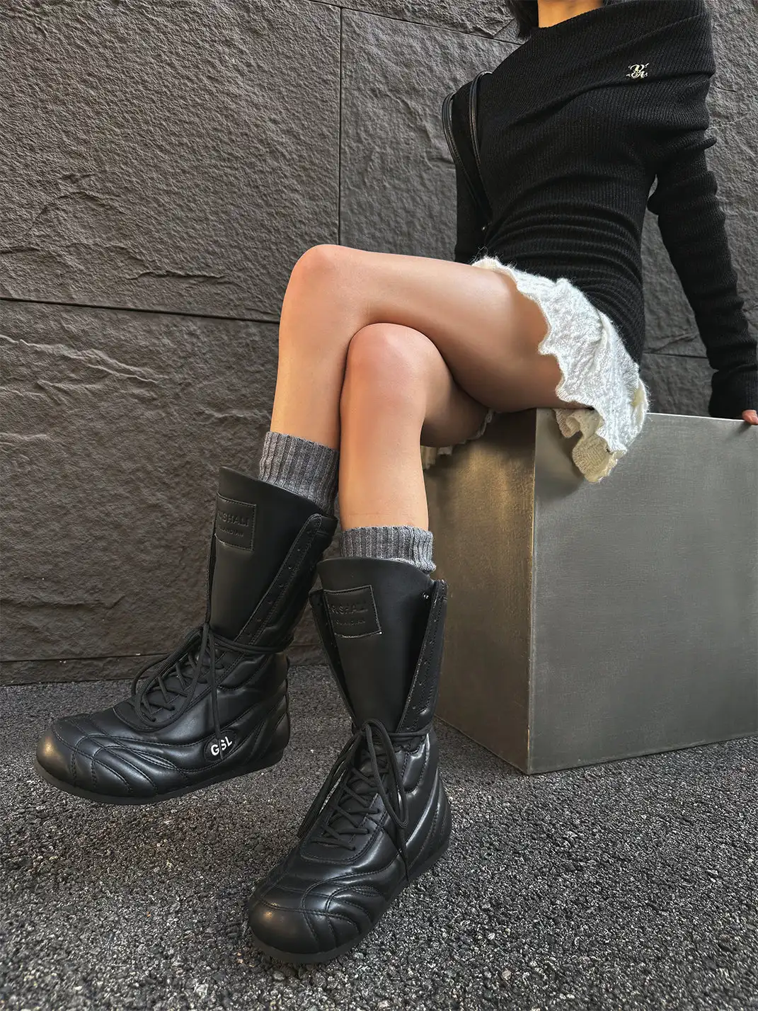 GSL | Retro Lace-Up Mid-calf Boots