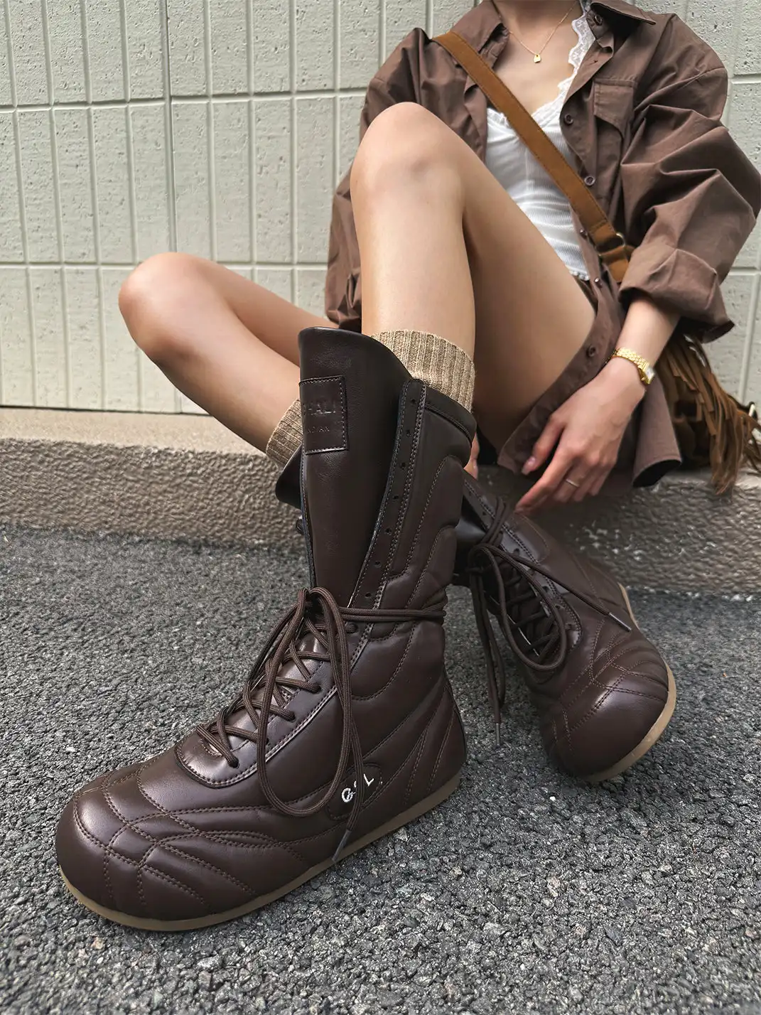 GSL | Retro Lace-Up Mid-calf Boots