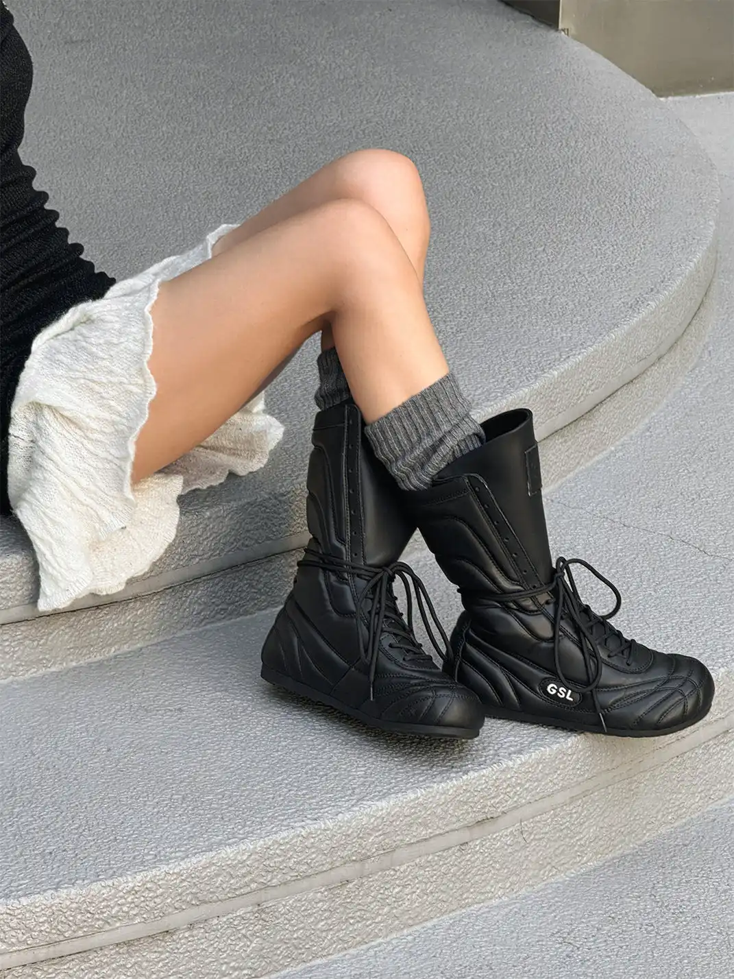 GSL | Retro Lace-Up Mid-calf Boots