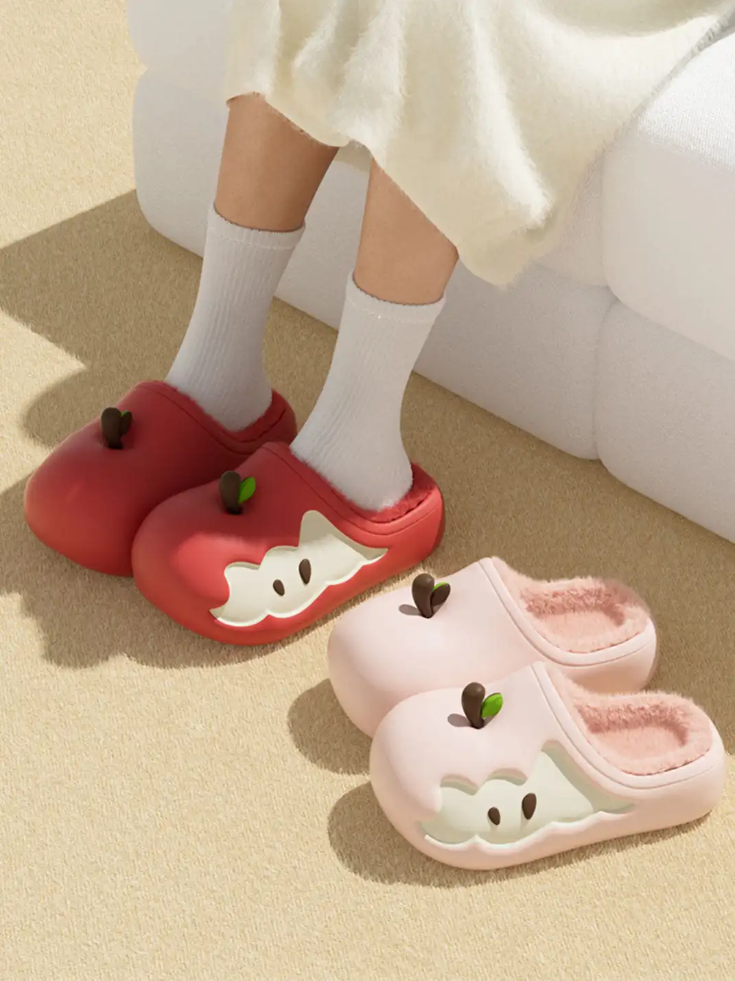 Chedoir | Apple Cloud Waterproof Plush Slippers