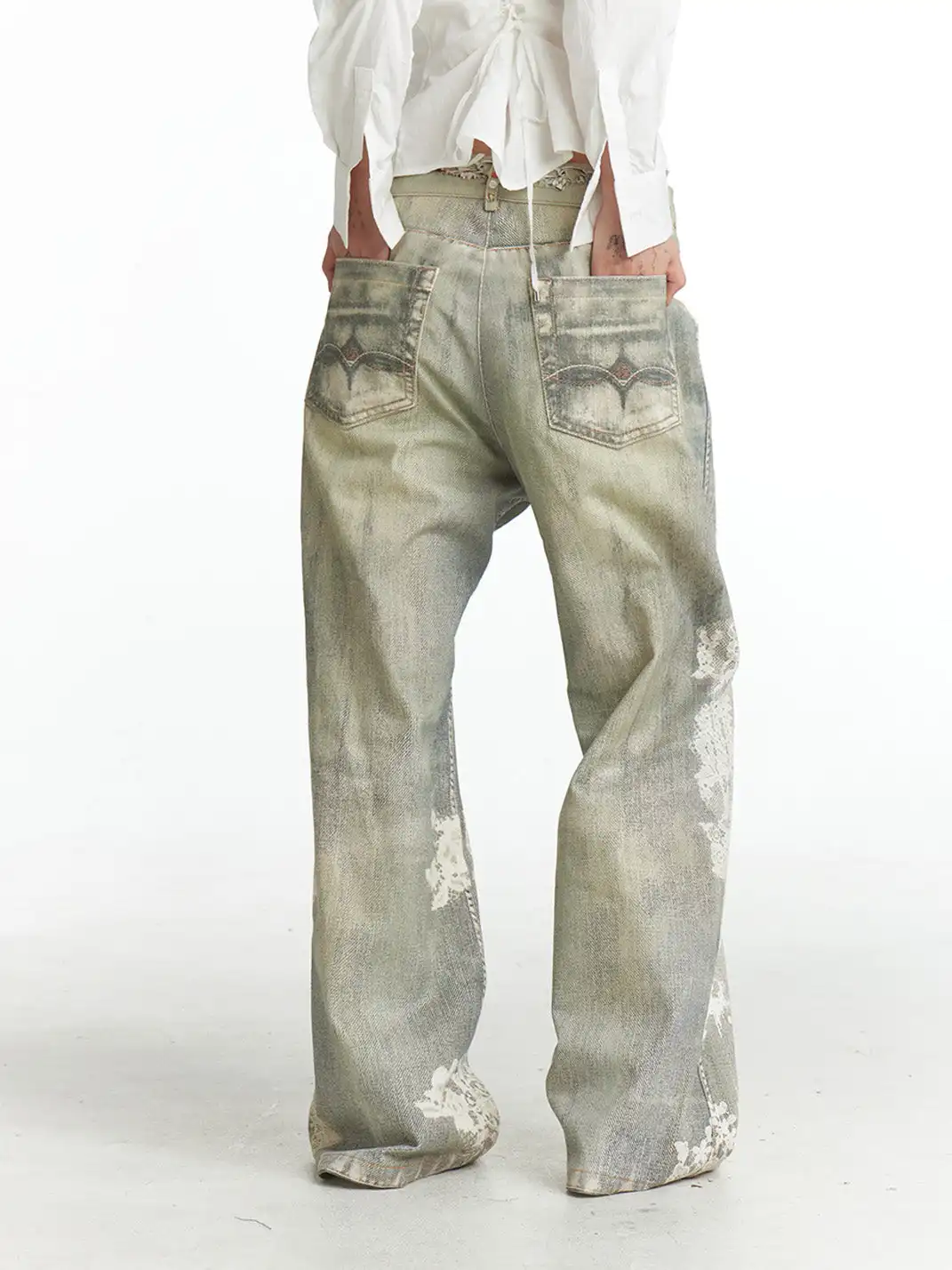 FayChui | Vintage Printed Graffiti Denim Pants