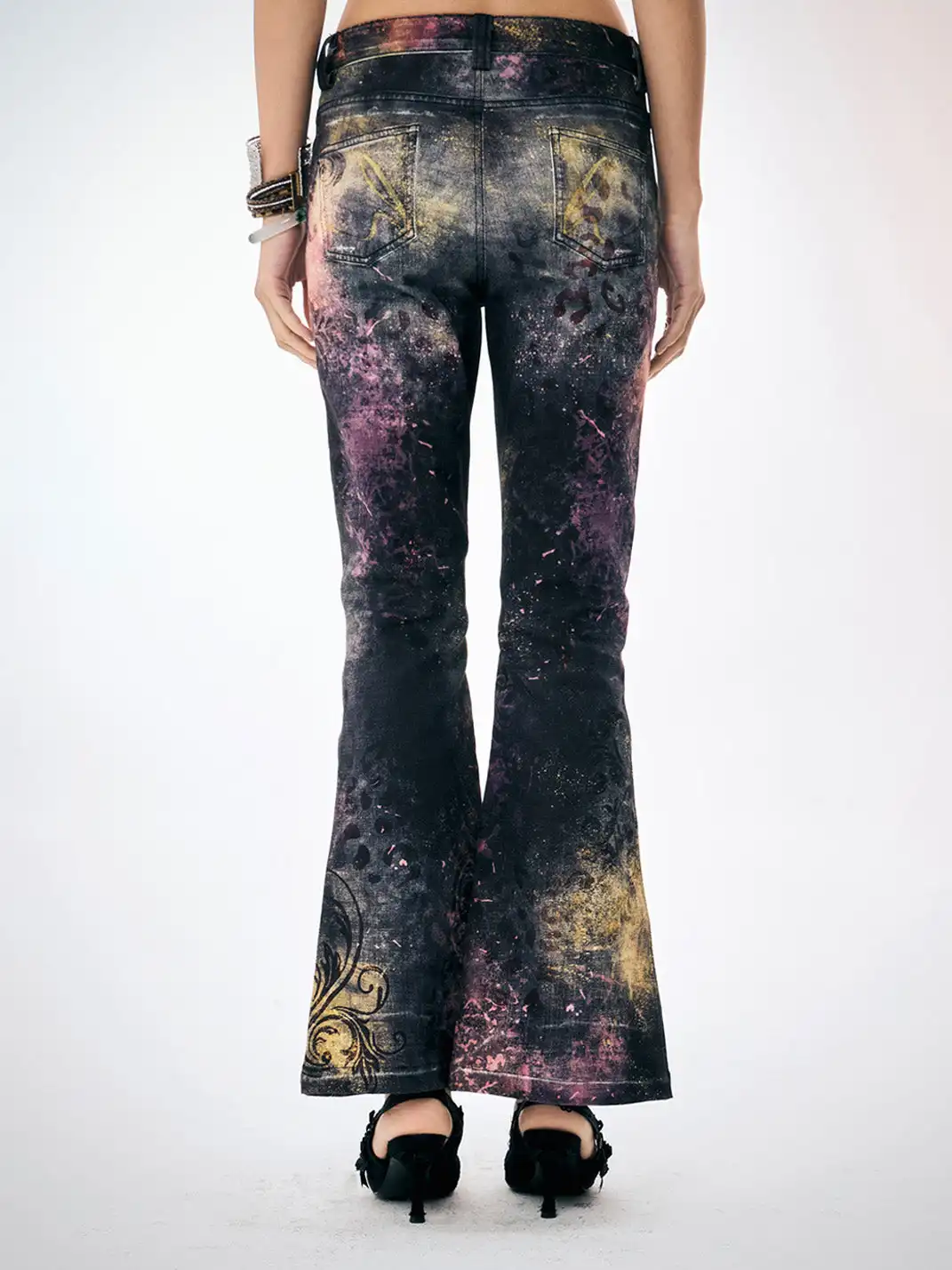 FayChui | Pink Leopard Print Graffiti Slim Pants
