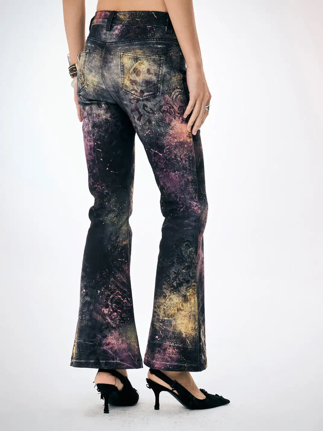 FayChui | Pink Leopard Print Graffiti Slim Pants