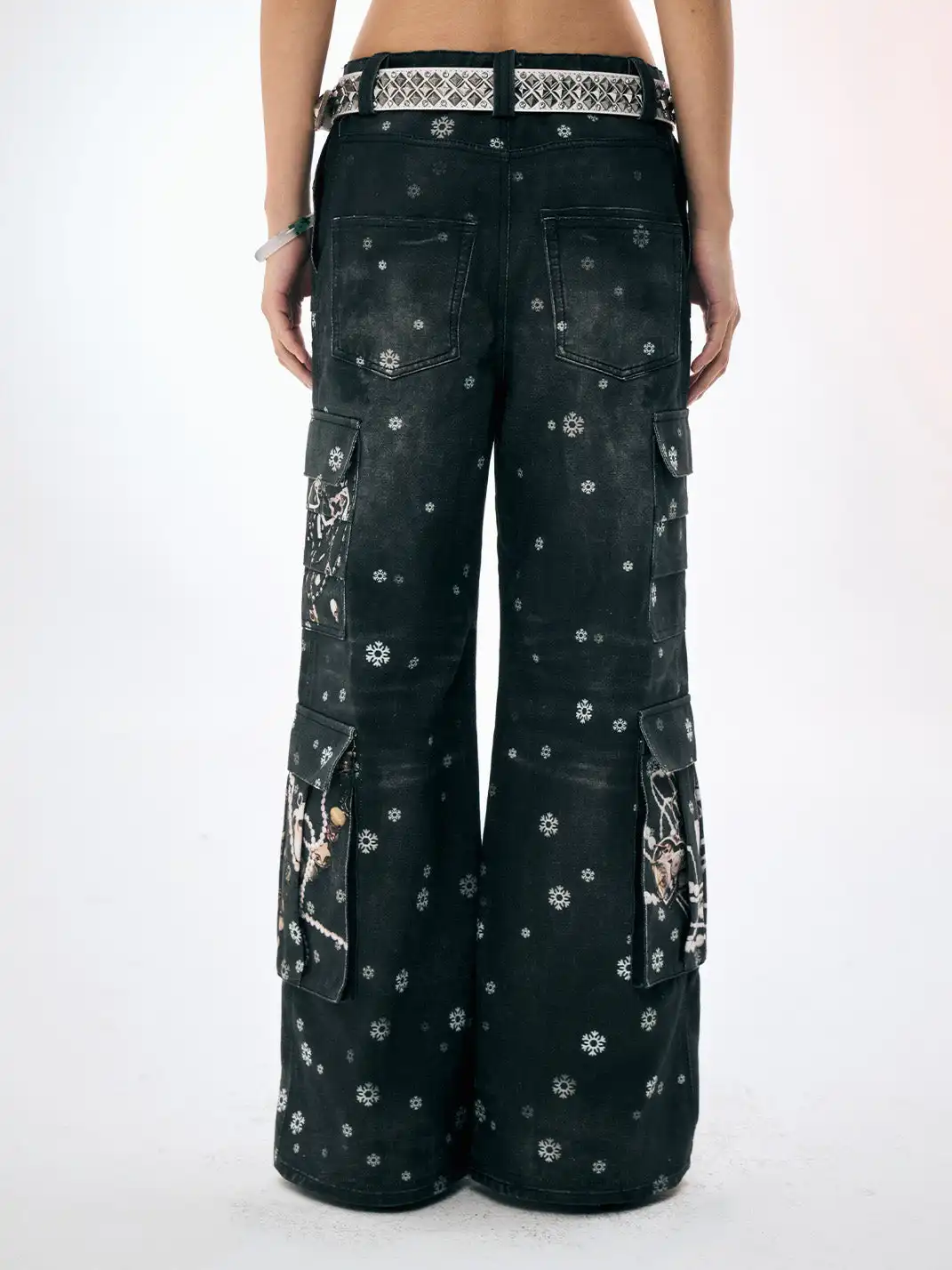 FayChui | Snowflake Print Wide-leg Cargo Pants