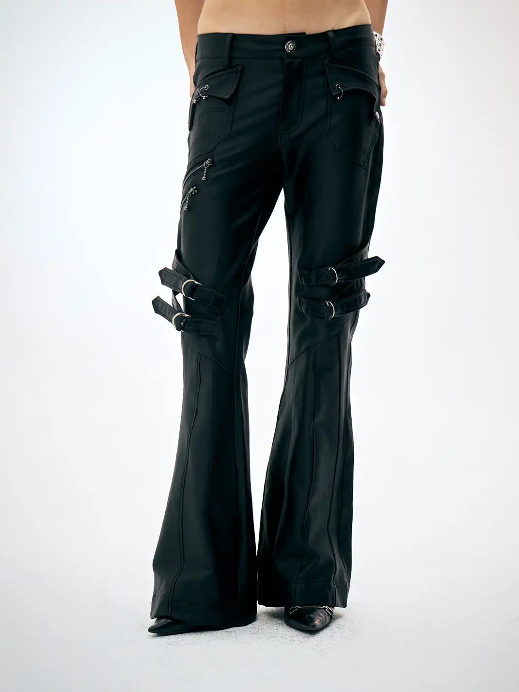 FayChui | Waxed Finish Belted Straight-leg Pants
