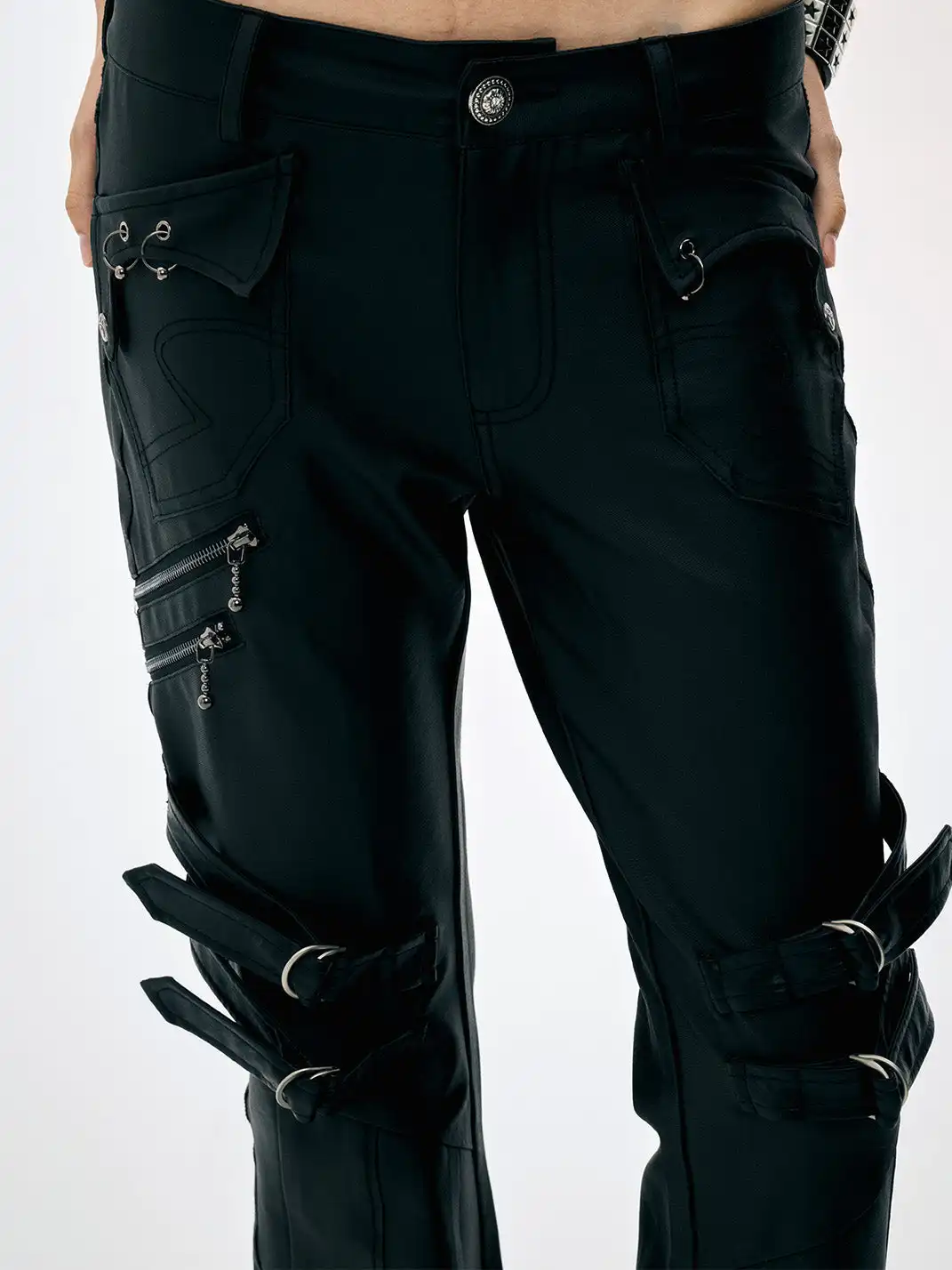 FayChui | Waxed Finish Belted Straight-leg Pants