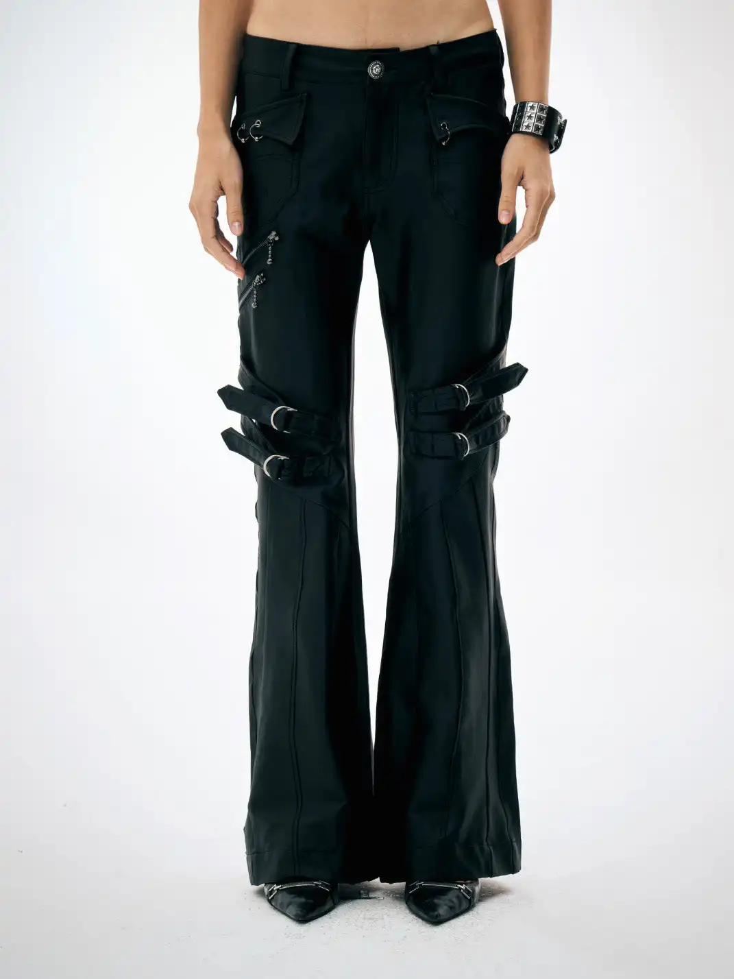 FayChui | Waxed Finish Belted Straight-leg Pants
