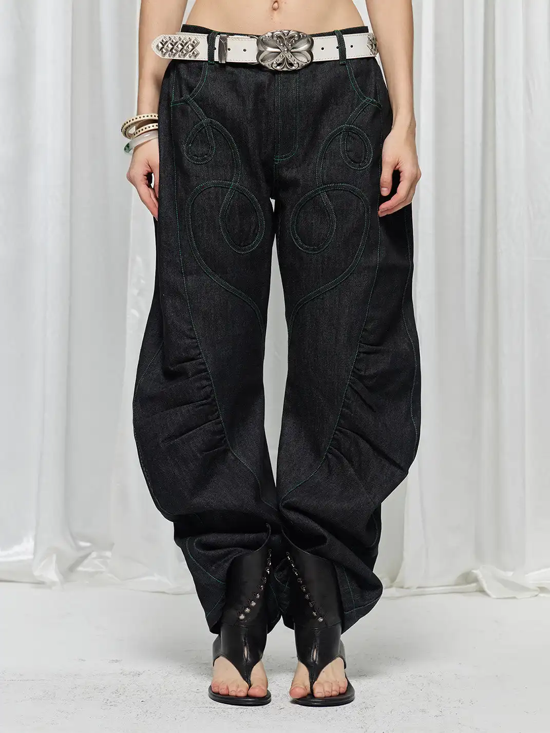 FayChui | Heart Patch Vintage Denim Knife Pants