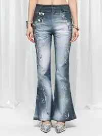 FayChui | Pearl Ocean Print Vintage Bell Bottom Jeans