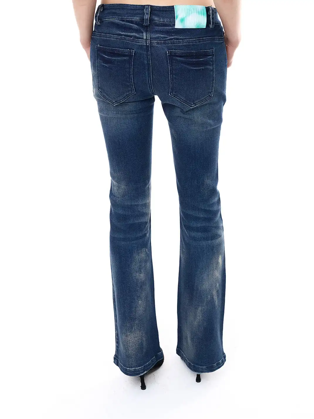 FayChui | Washed Skinny Fit Denim Pants with Rhinestone Detail