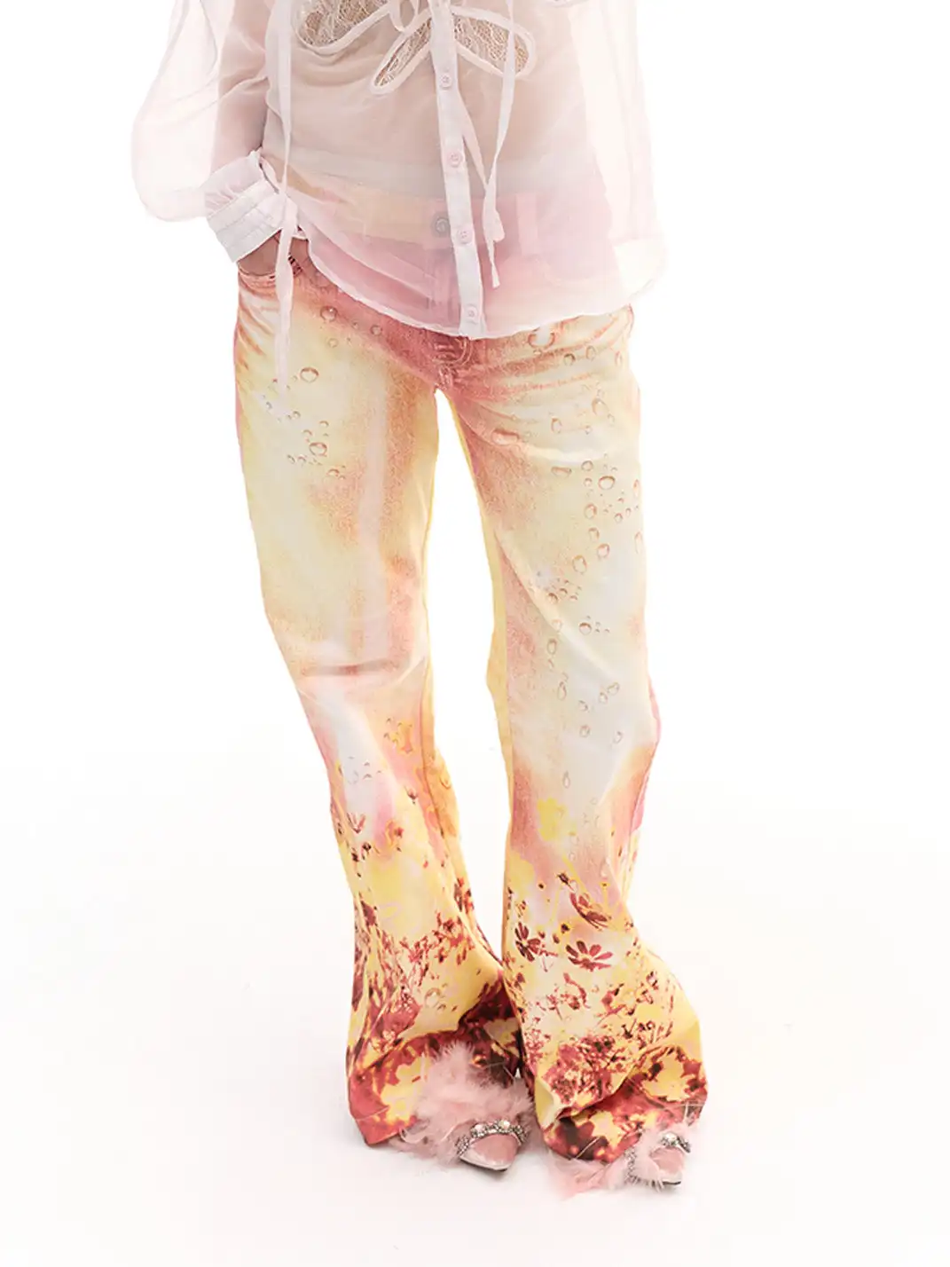 FayChui | Dreamy Bubble Print Wide-Legged Pants