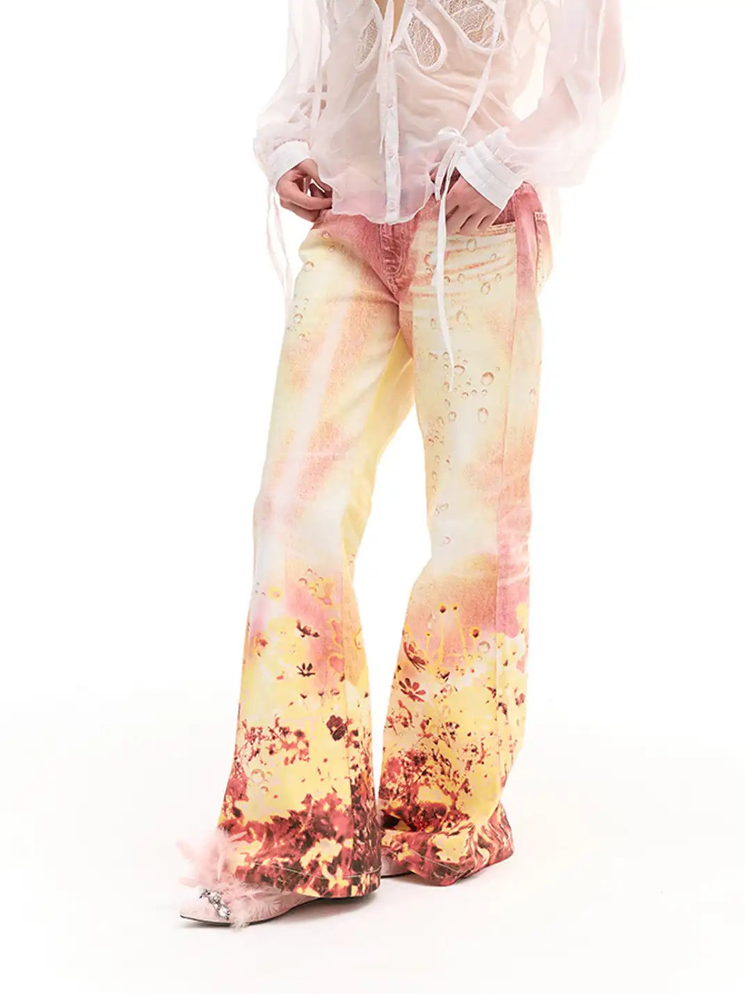 FayChui | Dreamy Bubble Print Wide-Legged Pants