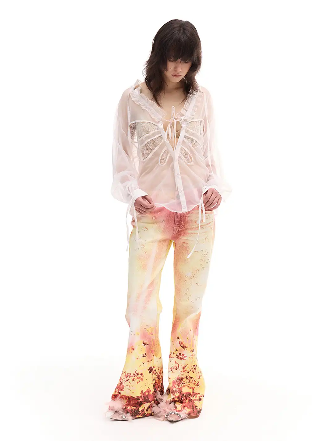FayChui | Dreamy Bubble Print Wide-Legged Pants