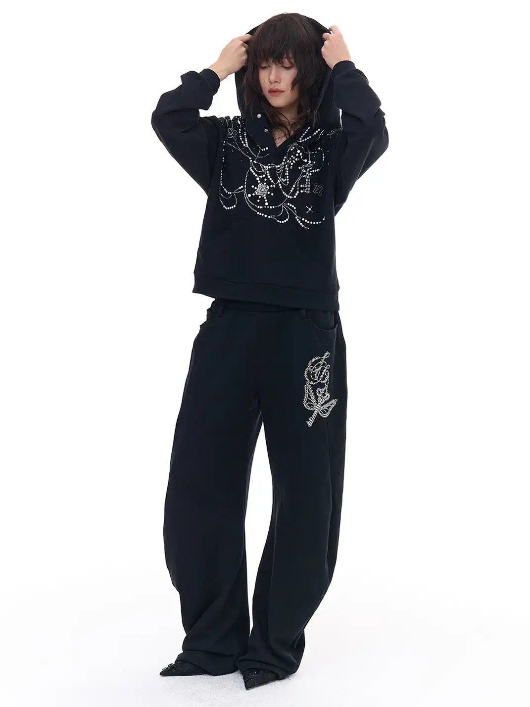 FayChui | Rhinestone Hoodie & Pants Set