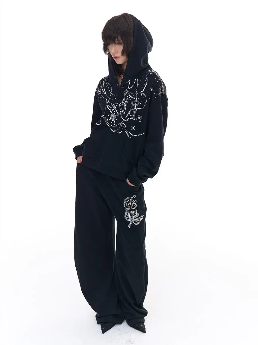 FayChui | Rhinestone Hoodie & Pants Set