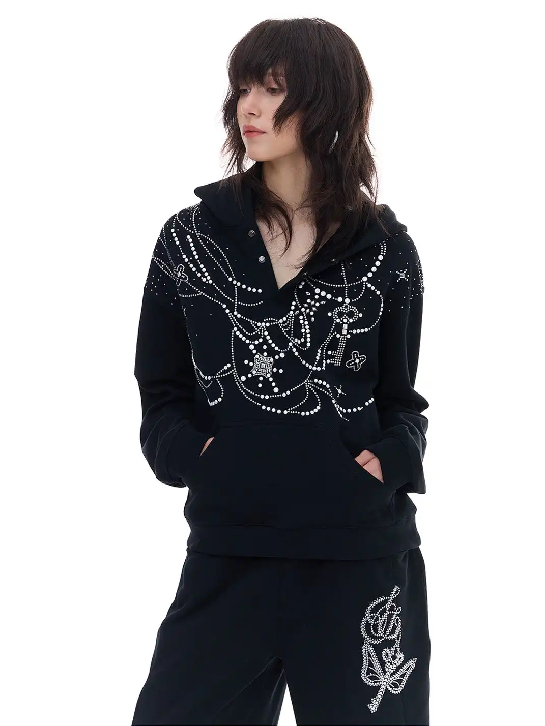 FayChui | Rhinestone Hoodie & Pants Set