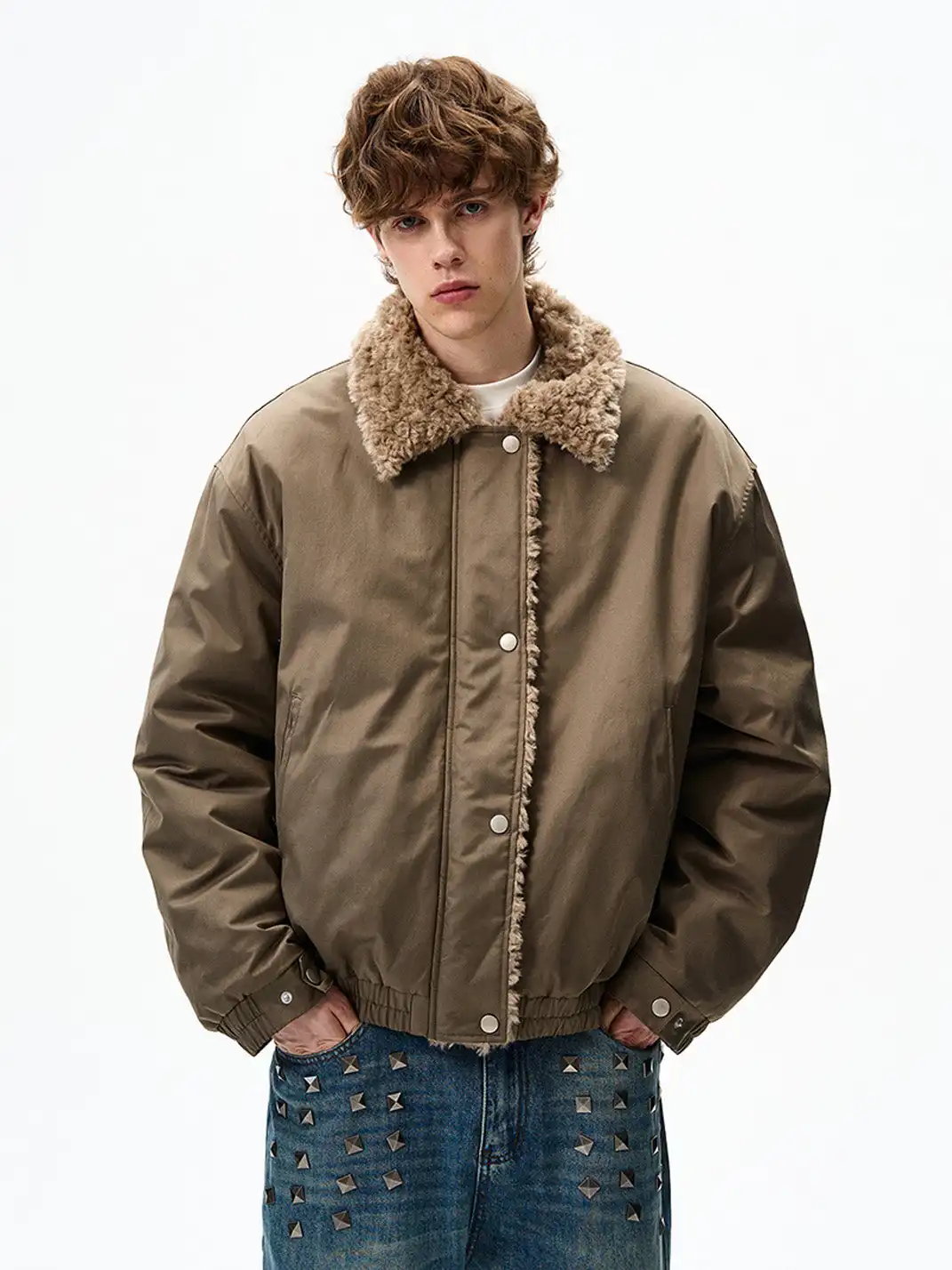 FLYOFF | Faux Fur Collar Bomber Jacket