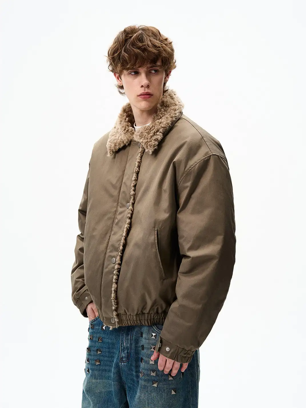 FLYOFF | Faux Fur Collar Bomber Jacket