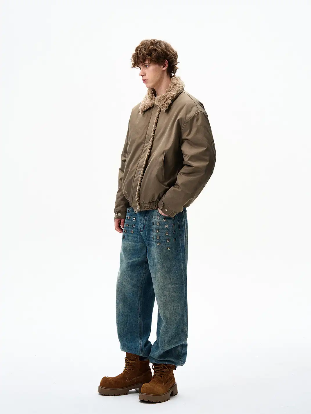 FLYOFF | Faux Fur Collar Bomber Jacket