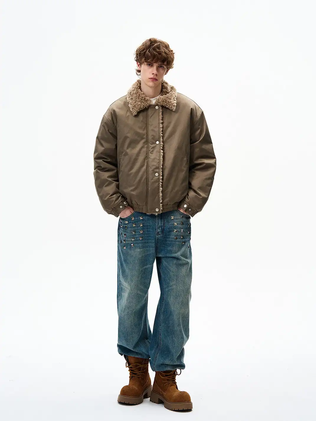 FLYOFF | Faux Fur Collar Bomber Jacket