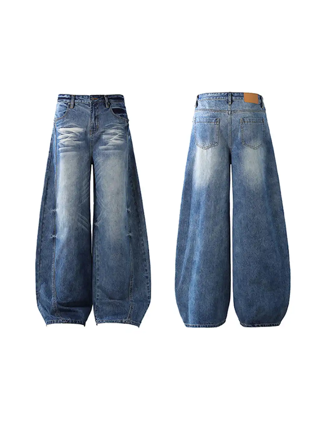 FLYOFF | High-Waisted Wide-Leg Distressed Denim Pants