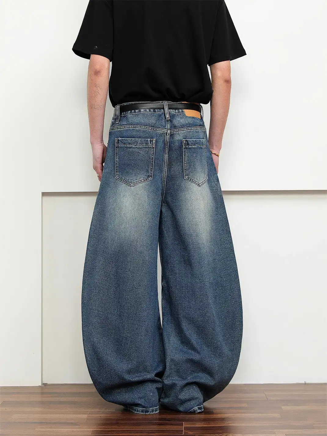 FLYOFF | High-Waisted Wide-Leg Distressed Denim Pants