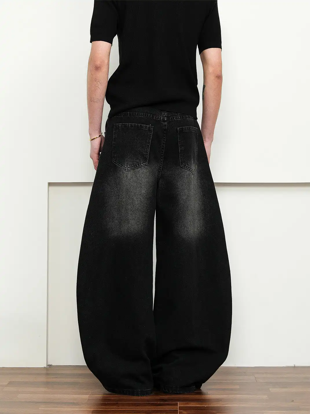 FLYOFF | High-Waisted Wide-Leg Distressed Denim Pants