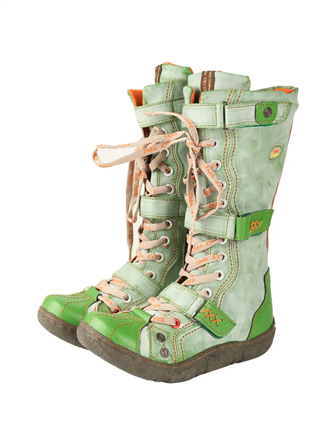 TMA EYES | Y2K Washed PU Leather Casual Boots