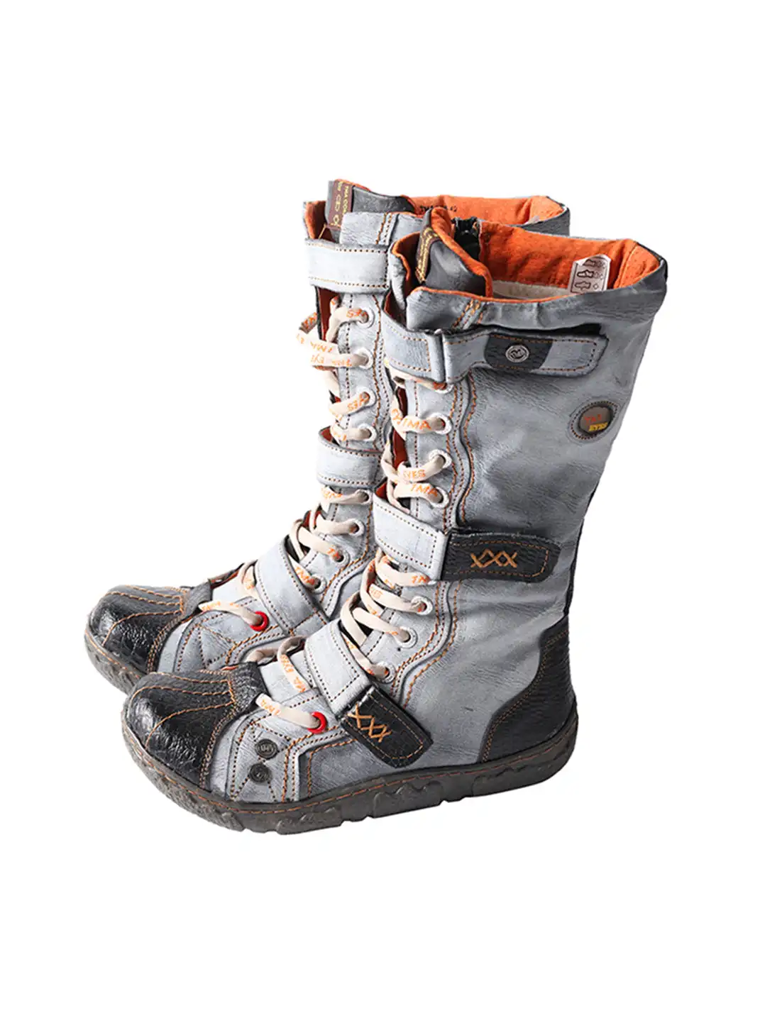 TMA EYES | Y2K Washed PU Leather Casual Boots