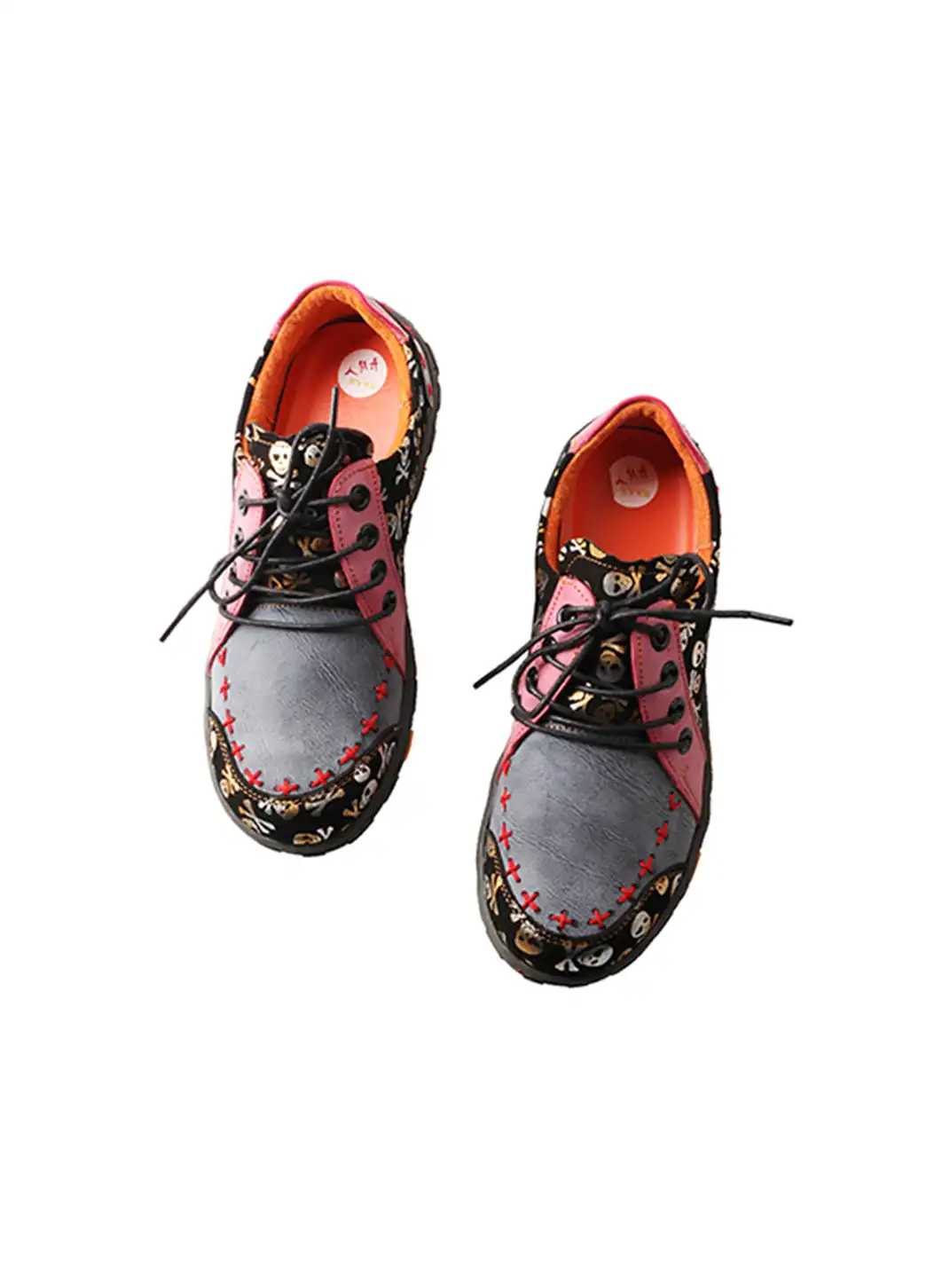 TMA EYES | Handcrafted Leather Skull Print Sneakers