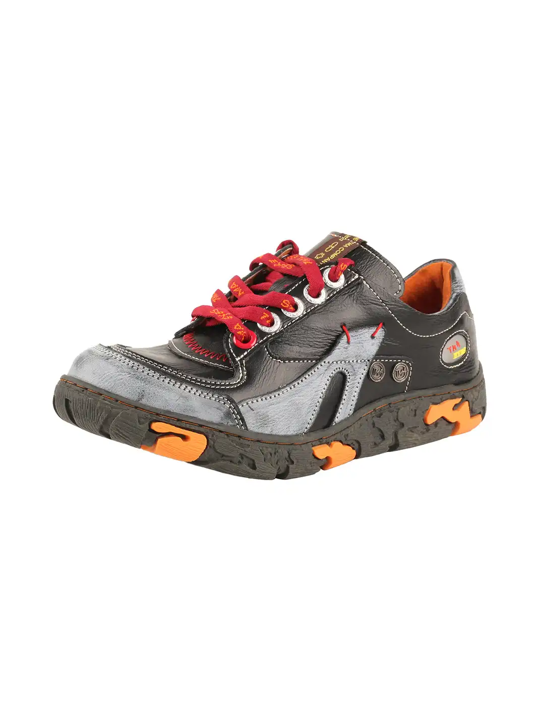 TMA EYES | Retro Color-Block Leather Lace-Up Sneakers