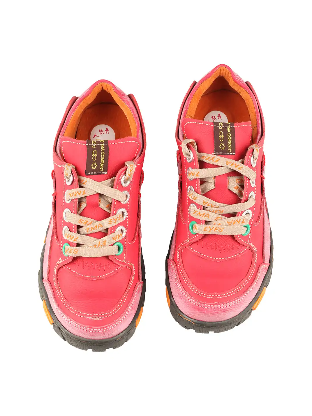TMA EYES | Retro Color-Block Leather Lace-Up Sneakers