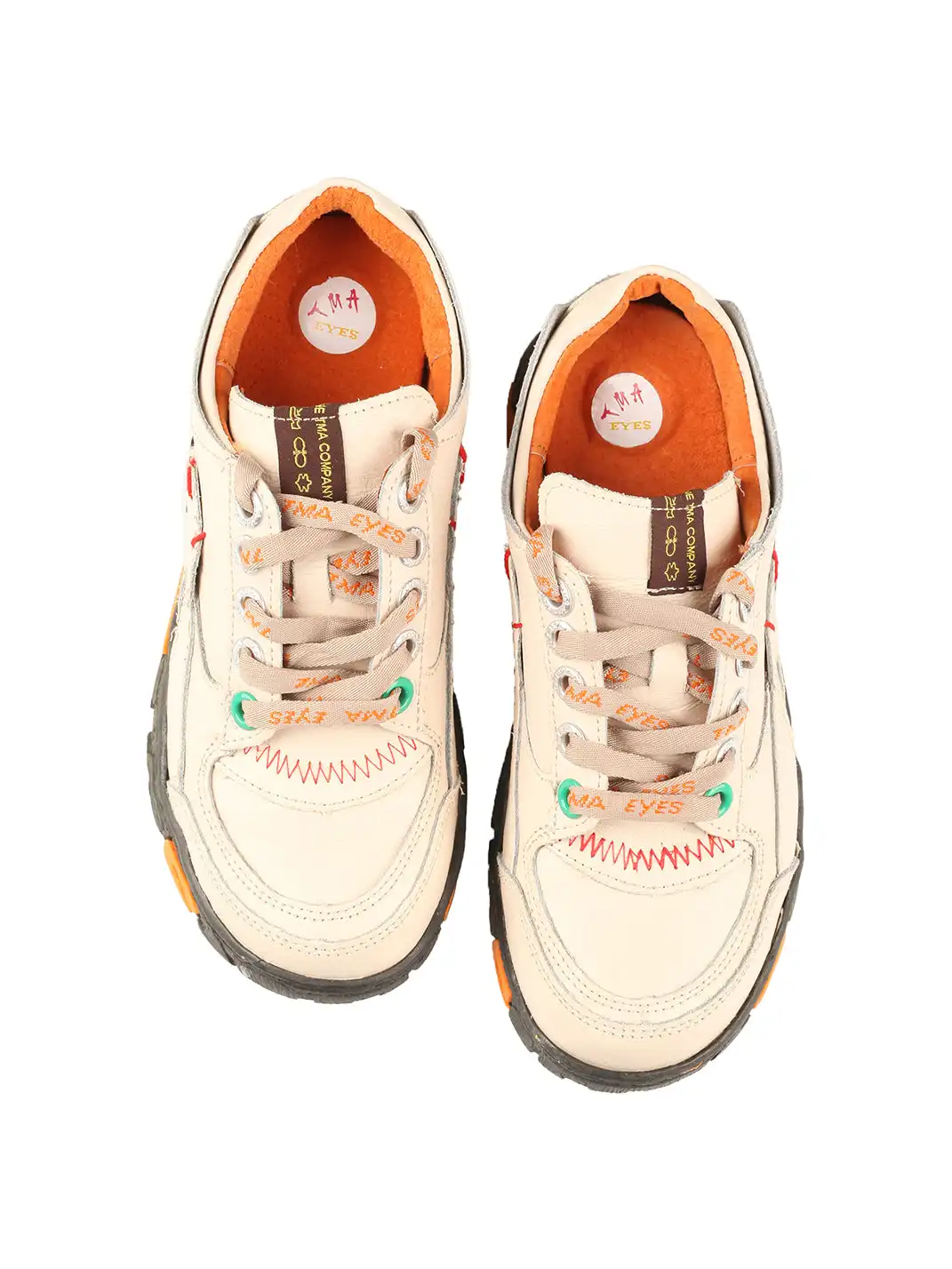 TMA EYES | Retro Color-Block Leather Lace-Up Sneakers