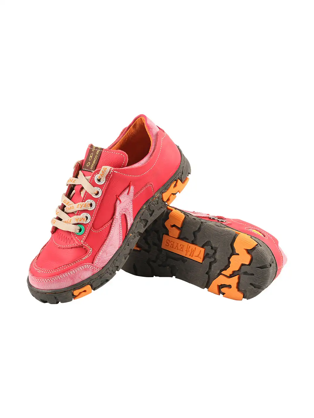 TMA EYES | Retro Color-Block Leather Lace-Up Sneakers